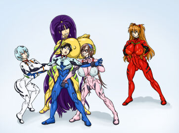 1boy 4girls abs aggressive_female angry angry_face ass ass_cheeks asuka_langley_sohryu bangs blue_bodysuit blue_hair breasts brown_hair bulge bulge_grab bulge_through_clothing cleavage crossover eager eiken envy female gigantic_breasts grabbing grabbing_arm grabbing_from_behind gritted_teeth groping groping_from_behind group_groping hair_ornament hand_on_breast hand_on_head hand_on_hip hand_on_own_chest harem headband huge_ass huge_breasts huge_cock impossible_clothes jealous kirika_misono large_breasts long_hair male mari_illustrious_makinami molestation neon_genesis_evangelion nipple_bulge nipples nipples_visible_through_clothing orange_hair pecs penis pink_bodysuit plugsuit ponytail purple_eyes purple_hair rebuild_of_evangelion red_bodysuit red_eyes rei_ayanami shinji_ikari short_hair sidelocks skin_tight skintight_bodysuit smile submissive_male sun1sol taller_female twintails white_bodysuit yellow_bodysuit
