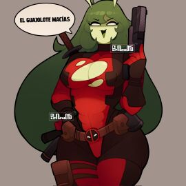 alien alien_girl alien_humanoid antennae ass big_ass big_breasts big_hips big_thighs breasts cosplay curvy curvy_body curvy_female curvy_figure curvy_hips curvy_thighs deadpool deadpool_&_wolverine_(2024) deadpool_(cosplay) deadpool_(film) female green_body green_hair green_skin hips keltty_(srnava) marvel marvel_comics srnava thick thick_ass thick_butt thick_hips thick_thighs thighs