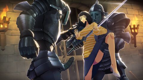 1girls 2boys atlus captured captured_heroine erect_penis erection female female_focus guard_shadow_(persona) imminent_creampie imminent_impregnation imminent_penetration imminent_rape imminent_sex imminent_vaginal knight light-skinned_female light_skin male male/female monster pale-skinned_female pale_skin penis persona persona_5 persona_5_royal pussy sadayo_kawakami scared scared_expression shadow_(persona) skirt_lift teacher uriziel38