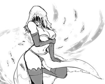 1girls artist_request big_breasts black_hair breasts dark_souls dark_souls_2 dark_souls_3 desert_sorceress female female_only fromsoftware gloves hood kneesocks long_gloves long_stockings smile smiling stockings