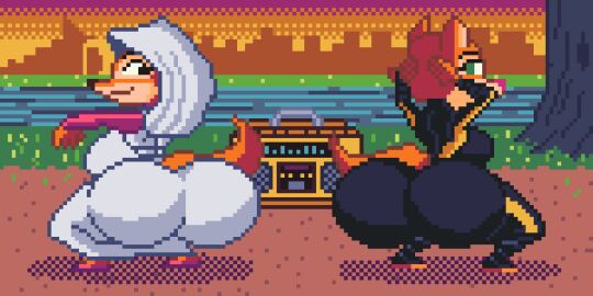 2girls animated anthro arms_up ass ass_clapping big_ass bouncing_breasts breasts bubble_ass bubble_butt clapping_cheeks crossover diane_foxington dreamworks dreamworks_animation fat_ass female female_only fox gold_boombox_(prevence) hands_behind_head huge_ass jacalope jiggle jiggling_ass jiggling_breasts large_ass maid_marian orange_hair pixel_animation pixel_art robin_hood_(disney) the_bad_guys thick_ass thick_thighs twerking universal_pictures universal_studios wide_hips