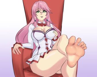 artist_request big_breasts big_nipples breasts evil female female_only flare_arlgrande_jioral foot_fetish foot_focus long_hair pink_hair princess redo_of_healer