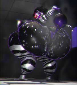 1girls 3d 3d_(artwork) anal_beads anal_fluids anus anus_spread ass black_body black_hair breasts donut_anus female five_nights_at_freddy's five_nights_at_freddy's_2 fnaf hips huge_ass huge_thighs hyper_ass marionette_(fnaf) outie_anus pulling_anal_beads puppet_(fnaf) puppet_(thepuppetlover) qzk_forte solo stripes surprised_expression sweat sweaty tagme thick_thighs wet white_face