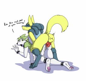 all_fours animal_genitalia animal_penis anklet anthro blue_body blue_fur bodily_fluids bracelet byte_fantail_(character) canid canine canine_genitalia canine_penis canis closed_eyes collar cum cum_in_pussy cum_inside cuntboy dialogue doggy_style domestic_dog duo ears_back from_behind_position fur generation_4_pokemon genital_fluids genitals green_body green_fur hi_res humping husky intersex intersex/male jewelry legband looking_pleasured lucario male mammal nintendo nordic_sled_dog nude pawpads penetration penile penile_penetration penis penis_in_pussy pink_pawpads pivoted_ears pokemon pokemon_(species) pussy questionable_consent sex smile spiked_anklet spiked_bracelet spiked_collar spiked_legband spikes spitz tierafoxglove vaginal_penetration white_body white_fur yellow_body yellow_fur