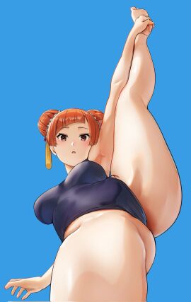 1girls absurd_res absurdres adult adult_female ankles armpits ass ass_cleavage ass_crack bare_armpits bare_calves bare_hands bare_hips bare_knees bare_legs bare_soles bare_thighs barefoot bikini black_bikini black_one-piece_swimsuit black_swimsuit black_swimwear blue_background blunt_bangs blush blushing_at_viewer blushing_female breasts brown-eyed_female brown-haired_female brown_eyebrows brown_eyes brown_hair busty busty_female butt_crack calves child_bearing_hips cleavage cyan_background dot_nose exposed exposed_armpits exposed_arms exposed_ass exposed_butt exposed_feet exposed_heels exposed_legs exposed_pussy exposed_shoulders exposed_thighs exposed_toes feet female female_focus female_only fingers foot_up groin hair_bun hair_ornament hair_ornaments hand_on_foot hand_on_leg hand_on_own_foot hand_on_own_leg high_resolution highres knee_up kneepits knees laufen_(sousou_no_frieren) lean_figure leg_up legs legs_apart light-skined_female light-skinned_female light_skin looking_at_viewer looking_down looking_down_at_viewer mature_female medium_breasts narrow_waist one-piece_swimsuit open_mouth orange-haired_female orange_eyebrows orange_hair parted_lips pussy short_hair simple_background slender_body slender_waist slim_female slim_waist soles solo sousou_no_frieren spread_legs standing standing_split swimsuit swimwear thick_ass thick_thighs thighs thin_waist toes tongue twin_buns underboob upper_body v-line vertical_splits yami_anko