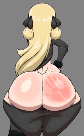 1girls after_spanking ass big_ass bimbo blonde_hair cynthia_(pokemon) fat_ass female huge_ass large_ass long_blonde_hair long_hair mrn00b0d1 nintendo pants_down pants_pulled_down pokemon pokemon_dppt red_hand_spank_mark_on_ass showing_ass spank_marks spanked spanked_ass spanked_butt spanking spanking_marks wide_hips