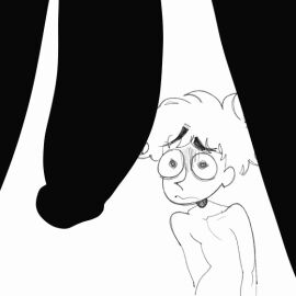 2boys 2d_animation animated blush choker gay gay_male homosexual imminent_sex intimidating looming male original original_character penis penis_shadow penis_silhouette scared short_hair squiggly_lines thick_eyebrows throbbing twitching wide_eyed yaoi