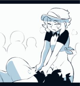 animated big_breasts big_penis black_hair braces breasts cap choker choker_snapping crowd exhibitionism fellatio female femboy_on_female gats gif glasses male marinalfirst nerdy_female penis pineapple_(gats) pizza_thot pov sharp_teeth snap_my_choker tips_(gats) twintails uniform