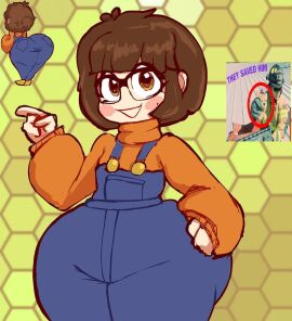 1girls 2d artist_request ass big_ass big_butt bizabizow brown_hair bubble_ass bubble_butt female female_only glasses short_hair thick_thighs trans_woman transfem wide_hips youtube youtuber