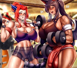 bulge_through_clothing elise_(mysticelise) futanari koroza_(futaflux) muscular_futa