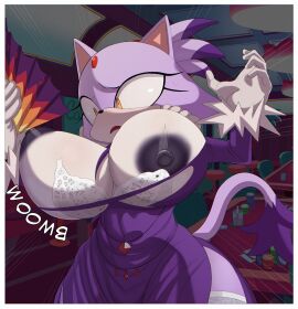 1girls 2d 2d_(artwork) 2d_artwork a_name_for_me ass big_areola big_nipples black_nipples blaze_the_cat bouncing_breasts breast_expansion breast_growth breast_growth_(enlargement) breast_slip breasts breasts_bigger_than_head breasts_out cat_ears cat_girl cat_humanoid cat_tail dark_areola dark_nipples dress erect_nipples expansion eyelashes fan female forehead_jewel gem gem_on_forehead gloves head_gem hereapathy hips huge_areolae huge_breasts huge_nipples inconvenient_breasts large_areolae large_breasts large_hips legwear nipple_slip nipples purple_fur ripped_clothing sega sonic_(series) sonic_the_hedgehog_(series) stockings surprised surprised_expression the_murder_of_sonic_the_hedgehog thick_ass thick_hips thick_thighs thighs thin_waist violet_clothing wardrobe_malfunction wide_hips yellow_eyes