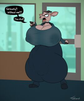 2024 5:6 angry anthro balls balls_outline big_balls big_breasts bovid breasts bulge caprine choker cleavage clothed clothing comic detailed_background detailed_bulge dialogue dickgirl ear_piercing english_text eyewear fully_clothed futanari genital_outline genitals glasses goat hi_res huge_balls huge_breasts hyper hyper_balls hyper_breasts hyper_genitalia intersex jackie_(nitw) jewelry mammal necklace night_in_the_woods nipple_outline penis penis_outline piercing signature solo speech_bubble text toby_art