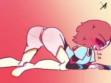 1girls ass bubblegum_twist female female_only gem_(species) gemsona original partially_clothed solo source_request stockings twerking vermilion_hair white_skin