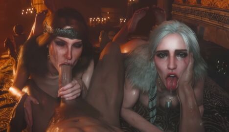 ai_generated blowjob ceeeeekc cerys_an_craite ciri kayonshee light-skinned_female light-skinned_male light_skin tagme the_witcher_(series) the_witcher_3:_wild_hunt video