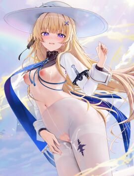 blonde_hair breasts cum female nipples phoebe_(wuthering_waves) wuthering_waves