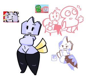 battle_for_dream_island bfb bfdi bfdia breasts breasts_out bucket female flowsynchronomy gaty_(bfdi) idfb object_show object_show_community object_shows osc paintbrush thick_thighs thighhighs tpot two_(tpot)