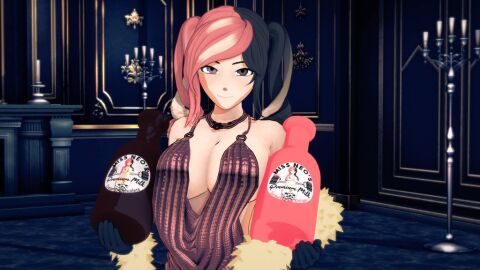 1girls 3d alternate_hairstyle big_breasts breasts brown_eyes brown_hair busty cleavage dress female female_only heterochromia indrick_[artist] koikatsu large_breasts long_hair looking_at_viewer multicolored_hair neo_(rwby) pink_eyes pink_hair rwby seductive seductive_smile smile solo twintails