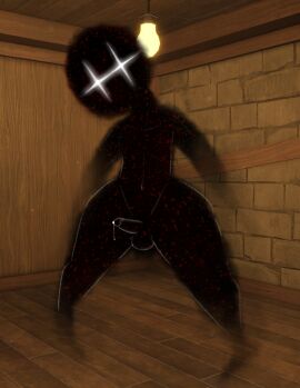 1boy 2d balls doors_(roblox) dripping_cum entity erection femboy gay glowing_eyes looking_at_viewer lookman_(doors) male male_only penis roblox roblox_game self_upload solo thick_thighs thighs turbrew