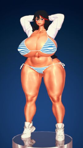 1girls 3d arms_behind_head big_breasts big_thighs bikini breasts busty cinnamon_tea female female_only full_body gigantic_breasts huge_breasts huge_thighs kill_la_kill koikatsu large_breasts large_thighs massive_breasts matoi_ryuuko navel standing swimsuit thick_thighs thighs voluptuous