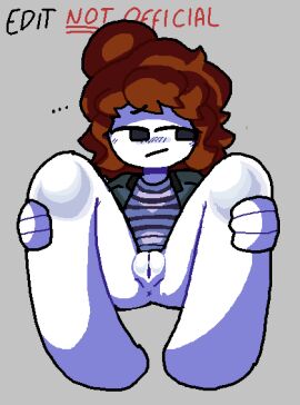 1girls acorn_hair arcaned_roses blue_jacket blush_lines edit female female_only holding_legs looking_away_from_viewer no_panties no_pants pussy roblox roses_arcaned solo striped_shirt vagina white_body