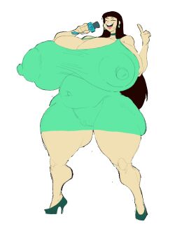 asian asian_female ass belly big_ass big_breasts big_thighs black_hair breasts dress female green_clothing high_heels honey_tanaka huge_ass huge_breasts huge_thighs hyper hyper_breasts japanese long_hair microphone mybigbaws news_reporter nipples reporter see-through see-through_clothing solo tastetown_(tasteofchoklit) thighs