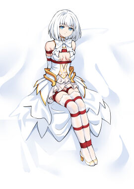 2d 2d_(artwork) ass blue_hair bondage breasts date_a_live female female_only light-skinned_female light_skin lingerie medium_breasts open_clothes ribbon short_hair sole_female solo thighs tobiichi_origami white_hair