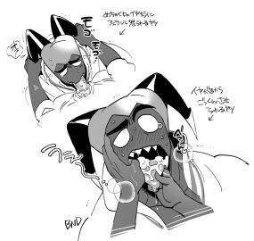 adam_(hazbin_hotel) angel balls bara blowjob blush boner cum cum_in_mouth cum_on_tongue erection gay hazbin_hotel horns lucifer_morningstar_(hazbin_hotel) male male_only monochrome oral penis redjack_036 tongue tongue_out yaoi