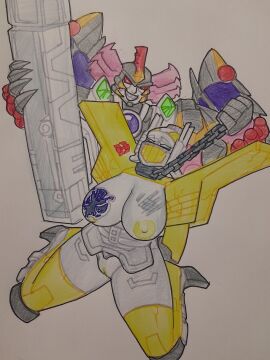 1boy 1girls big_breasts blue_eyes breasts chained churino6 female male mask masked_female megatron nipples pussy red_eyes robot robot_girl robot_humanoid splendid_convoy thighs transformers transformers_robots_in_disguise_(2001) vagina yellow_nipples