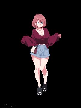 animated ass_expansion belly_expansion breast_expansion hazel_(indulgences) indulgences pixel_art tight_clothing