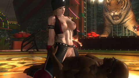 1boy 1girls 3d blonde_hair cowgirl_position dark-skinned_male dark_skin dead_or_alive female female_on_top fighting-ryona interracial light-skinned_female light_skin male penetration penis pussy sex straight tagme tina_armstrong vagina vaginal vaginal_penetration vaginal_sex zack_(dead_or_alive)