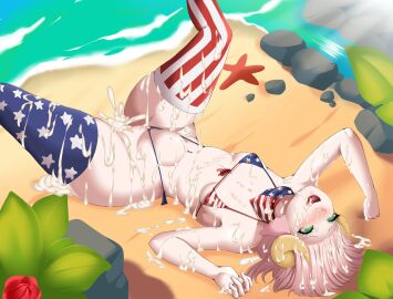 1girls after_rape after_sex american_flag american_flag_bikini beach big_belly bikini bikini_aside blush breasts broken_rape_victim bukkake commission cum cum_in_mouth cum_in_pussy cum_inside cum_on_breasts cum_on_clothes cum_on_hair cum_on_lower_body cum_on_upper_body curvy facial female female_only front-tie_bikini fucked_silly green_eyes haarmades hi_res horned_humanoid horns hourglass_figure legs_up lying medium_hair micro_bikini neckerchief nipple_bulge on_back open_mouth original original_character outdoors pink_hair pussy side-tie_bikini small_breasts solo swimsuit swimsuit_aside thigh_boots thighhighs tongue tongue_out uncensored water wide_hips