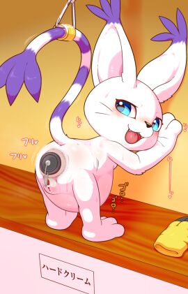 1animal 1girls alacarte anal anal_plug anal_sex anus arm_tuft bandai_namco big_belly blue_eyes blush bodily_fluids bulge buttplug buttplug_in_ass buttplug_insertion censored cute_fangs digimon digimon_(species) dipstick_tail elbow_tuft female female_only fur gatomon genitals heart_censor heart_symbol hi_res japanese_text looking_at_viewer looking_back looking_back_at_viewer markings object_in_ass open_mouth penetration plug_(sex_toy) plug_insertion plump_labia purple_body purple_fur purple_tail_tip pussy sex_toy sex_toy_in_ass sex_toy_insertion solo sweat tail tail_markings tail_tuft text tongue tuft white_body white_fur