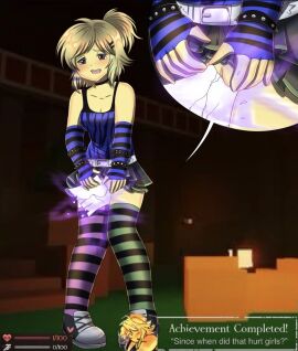 1girls artist_request breasts cleavage clothed commission commissioner_upload cuntbust cuntbusting forsaken_(roblox) functionally_nude game_ui no_panties noob_(forsaken) outdoors pussy roblox roblox_game robloxian scene_noob tagme thighs