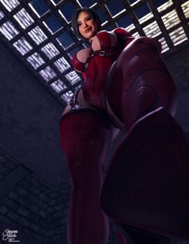 1girls 3d ada_wong big_breasts black_hair breasts capcom cleavage female femdom low-angle_view resident_evil semper_jack sideboob solo stepped_on stepping_on_viewer