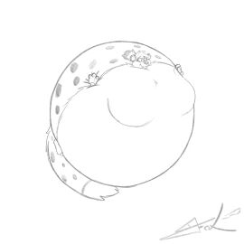 animated big_breasts breasts female furry huge_breasts inflation jac_fox spherical_inflation thick_thighs wide_hips