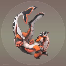 2020 abstract_background absurd_res animal_genitalia ass balls balls_tuft black_body black_fur black_markings butt_tuft canid canine chest_tuft claws closed_eyes digitigrade dorsal_fin feral fin fish fish_tail fur genitals hi_res hybrid leg_tuft legs_up male mammal mane manokit marine markings multicolored_body multicolored_fur orange_body orange_fur orange_markings pawpads penis penis_tip pink_pawpads semi-anthro shark sheath signature solo spread_legs spreading tail toe_claws tuft white_body white_fur white_markings xartofering