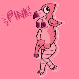 bird flamingo frebby_(lilpotato) lilbudpotato male penis pink_penis self_upload tagme