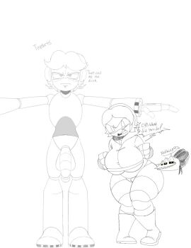 1boy 1girls 2d abrahamslapper ass big_ass big_breasts breasts cyn_(murder_drones) cyn_tail_(murder_drones) dialogue disassembly_drone english_dialogue english_text female glitch_productions huge_breasts huge_cock humanoid imminent_sex male male/female murder_drones n_(murder_drones) penis robot robot_boy robot_girl robot_humanoid screen_face shortstack shortstackification t_pose talking text thick_thighs uzi_(murder_drones) worker_drone