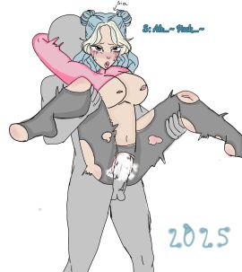 1girls 2025 ahe_gao anonymous_male blonde_hair blue_hair breast_piercing breasts cum cum_in_pussy exposed_breasts exposed_pussy eyes_rolling_back female kinki_mimi_(artist) male moaning oc original original_character penis penis_in_pussy pussy ruined_mascara sia_(kinky_mimi) tongue tongue_out torn_pantyhose
