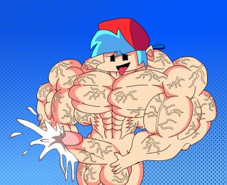 boyfriend_(friday_night_funkin) cum friday_night_funkin hat hyper hyper_muscles hyper_penis jthestronk male male_only muscles muscular muscular_male naked penis tagme