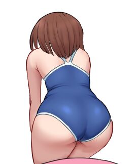 1girls artist_request ass bent_over big_ass chair competition_swimsuit fat_ass female female_only highres huge_ass kitanaga legs medium_hair one-piece_swimsuit round_ass round_butt sensual sexy short_hair solo swimsuit thick_thighs thighs ueno-san_wa_bukiyou voluptuous