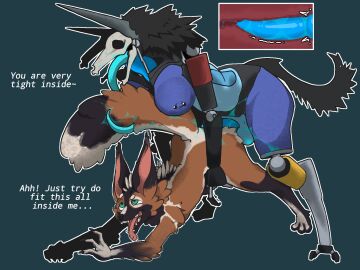 all_fours ambiguous_penetration anal anal_orgasm anal_sex animal_genitalia animal_penis anthro anthro_on_anthro anthro_penetrated anthro_penetrating anthro_penetrating_anthro big_penis bodily_fluids bone canid canine canine_genitalia canine_penis cheek_tuft digital_media_(artwork) doggy_style duo ejaculation facial_tuft fluffy fluffy_chest fluffy_tail from_behind_position fur futanari genitals green_eyes hands-free hi_res humanoid intersex intersex/male killer_queen2403 long_torso machine male mammal nipple_piercing nipples open_mouth orgasm penetration penis piercing robot robot_anthro saliva sex simple_background skull skull_head tail tongue tongue_out translucent tuft udontseeme2403 x-ray_view