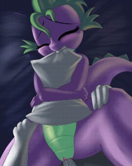 animated bed burgerkiss leg_grab my_little_pony pillow spike_(mlp) vaginal_penetration