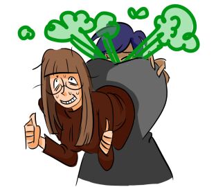 ass ass_in_face blue_hair brown_hair fart fart_cloud fart_fetish fart_girl69 farting farts female female_on_female glasses sweaty yuri