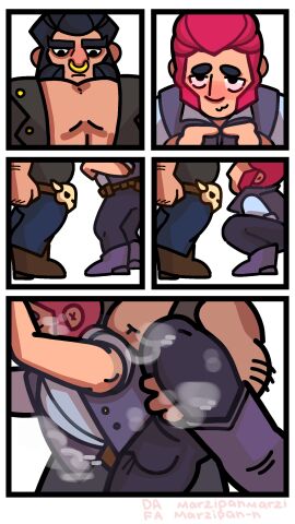 brawl_stars bulge bull_(brawl_stars) colt_(brawl_stars) comic comic_page flaccid gay male male_only penis