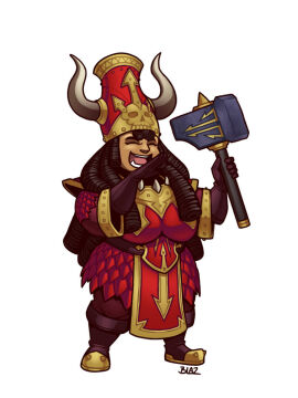 1girls armor armored_female ass big_ass big_breasts big_hair big_hat blazbaros breasts chaos_(warhammer) chaos_dwarf closed_eyes dwarf dwarf_female female female_only gloves gold_(metal) hammer hat horn horns laughing long_hair short short_female short_woman shortstack solo solo_female solo_focus spikes thick_thighs warhammer_(franchise) warhammer_age_of_sigmar warhammer_fantasy white_background wide_hips