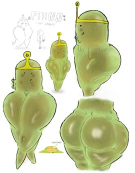 adventure_time ass ass_focus color colored exposed_breasts exposed_pussy full_body naked_female nipples nipples_exposed no_bra no_panties slime_girl slime_princess small_breasts small_nipples