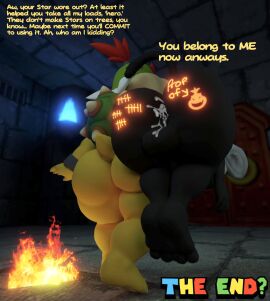 2boys 3d 3d_(artwork) ass bad_end big_ass big_butt black_fur bowser_jr. carrying carrying_partner cum cum_in_ass dark_background defeated doommusk door dungeon edited fire gay gay_domination haplorhine lire_(doommusk) male mammal mario_(series) monkey nintendo primate red_hair reptile scalie spiked_shell stone_floor stripped stripped_naked tail tally_marks thick_thighs torch yellow_skin