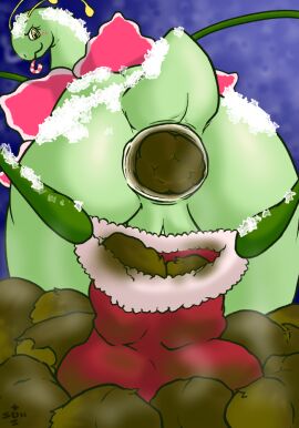 1girls 2022 2d 2d_(artwork) 2d_artwork anus ass big_ass big_butt blush candy_cane christmas color crowning dinosaur evil_grin fat_ass female female_pooping feral furry furry_female game_freak generation_2_pokemon gigantic_anus gigantic_ass green_skin huge_anus huge_ass hyper_feces hyper_scat ice looking_at_viewer looking_back meganium nintendo pokemon pokemon_(species) pooping pooping_on_floor raised_tail reptile sauropod scalie scalie_female scat smile smug stocking tail thick_tail video_games vines yellow_eyes yoorik