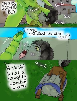 1boy 1futa all_fours comic dickgirl futa_on_male futanari intersex irrumatio male necrophilia oral pea_pod peashooter penis plant_penis plants_vs._zombies plants_vs_zombies tagme text tounge_out umbrella_leaf_(pvz) yankll zombie zombie_(pvz)